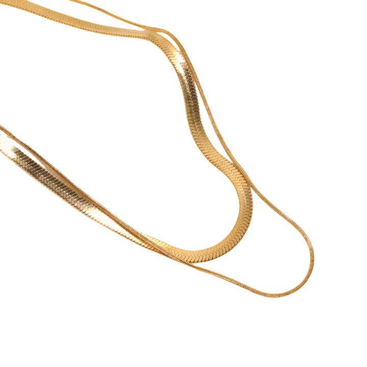 Slick Two Piece Layered Chain Necklace for wholesale by Kismet Showroom