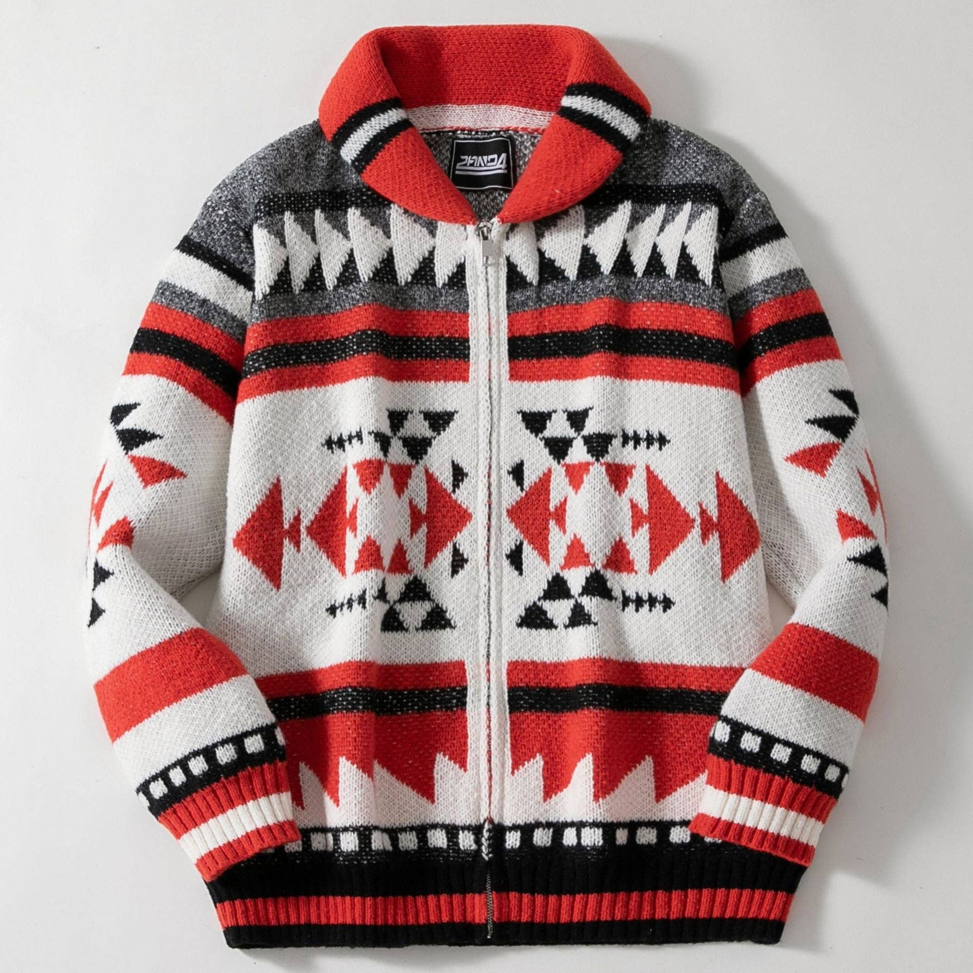 Red Knitted Cardigan Sweater for Men Trendy Urban Style for wholesale on Faire1