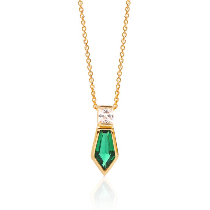 Naomi Deco Drop Pendant - Emerald for wholesale by Heidi & Bea