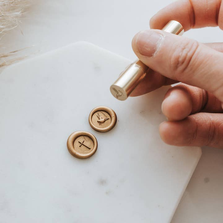 Written Word Calligraphy - Wholesale Rubber/Decorative Stamp - Cross and Dove Mini Wax Seal