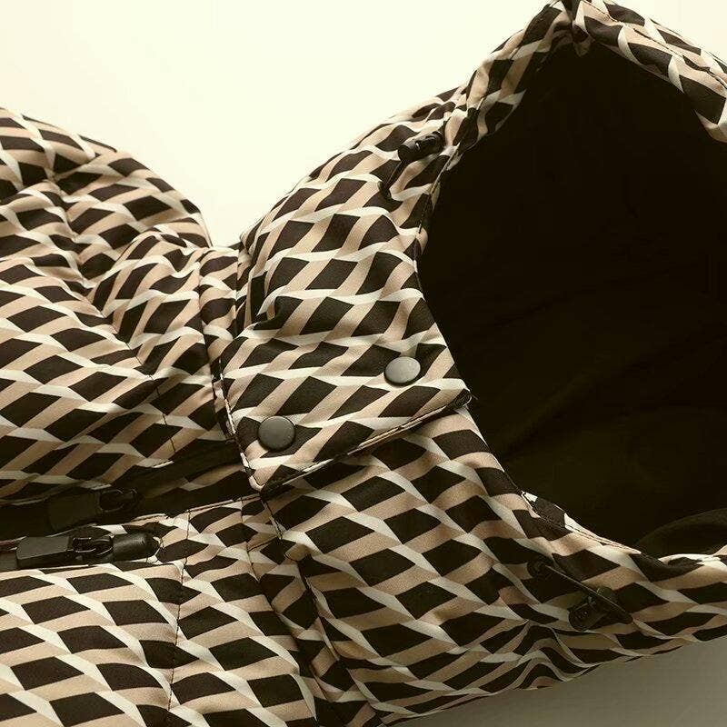 Rosa Clothing - Wholesale Coat - Women's - Printed belt hooded ski padded quilted jacket coat15