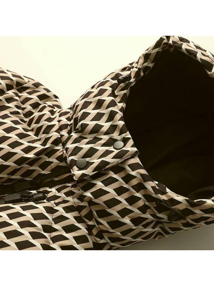 Rosa Clothing - Wholesale Coat - Women's - Printed belt hooded ski padded quilted jacket coat15