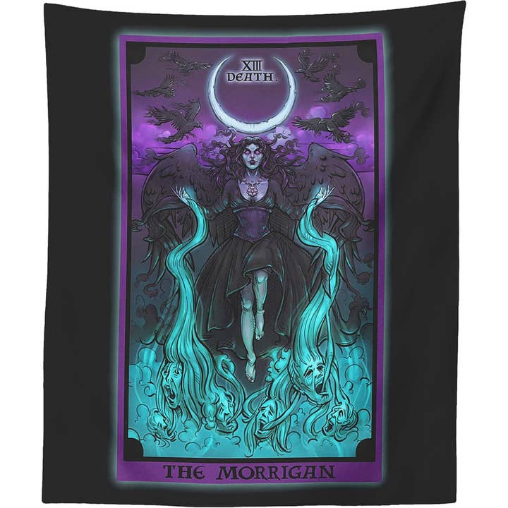 The Ghoulish Garb – wholesale Tapestry/textile – Death Tarot Card Tapestry - Celtic Goddess The Morrigan