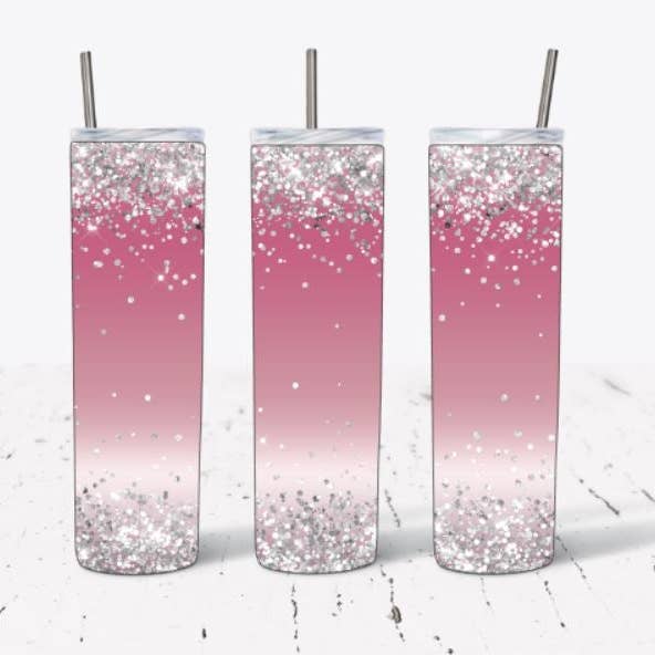 Gobelet Ombre à paillettes roses pour la vente par BS Crafty Customs