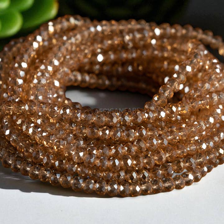 AfricanFabs - Wholesale Beads - Waist Beads / African Waist Chain - IVIE- Gold Crystal (elastic)0