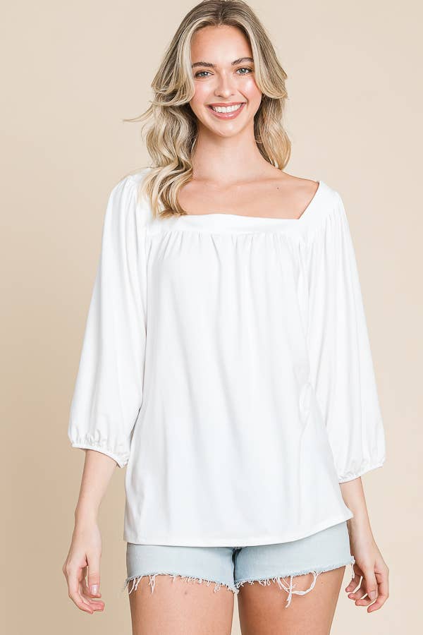 Culture Code - Wholesale Blouse - Women's - CJT1403Q - SQUARE NECK FLARE 3/4 SLEEVE TOP16