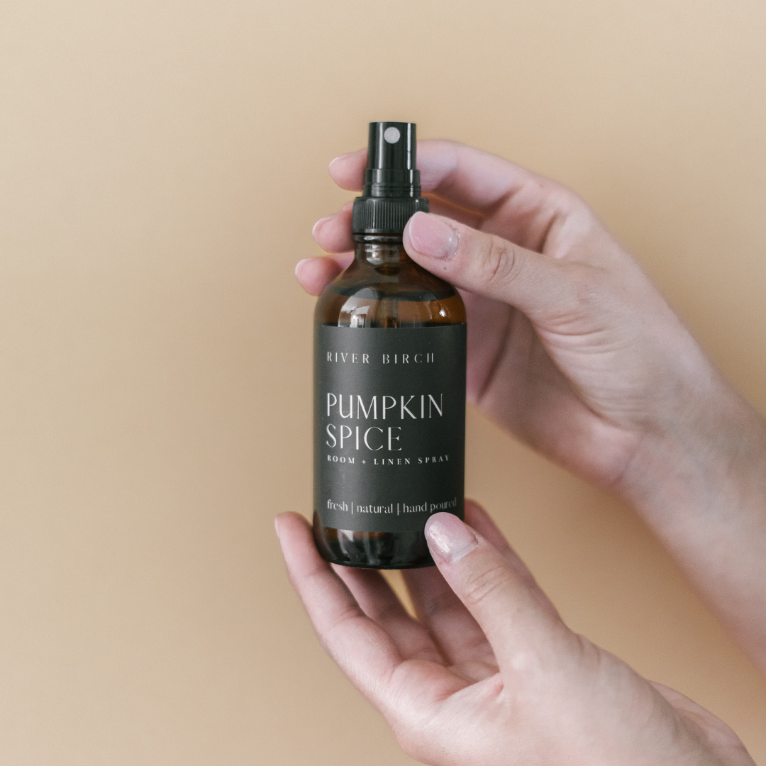 River Birch Candles - Wholesale Room & Linen Spray - Pumpkin Spice - 4 oz Amber Glass Room + Linen Spray2