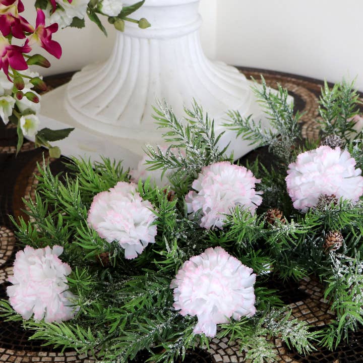 Larksilk - Wholesale Artificial flowers - 100 Peppermint Silk Carnation Picks - Festive Floral Accents3