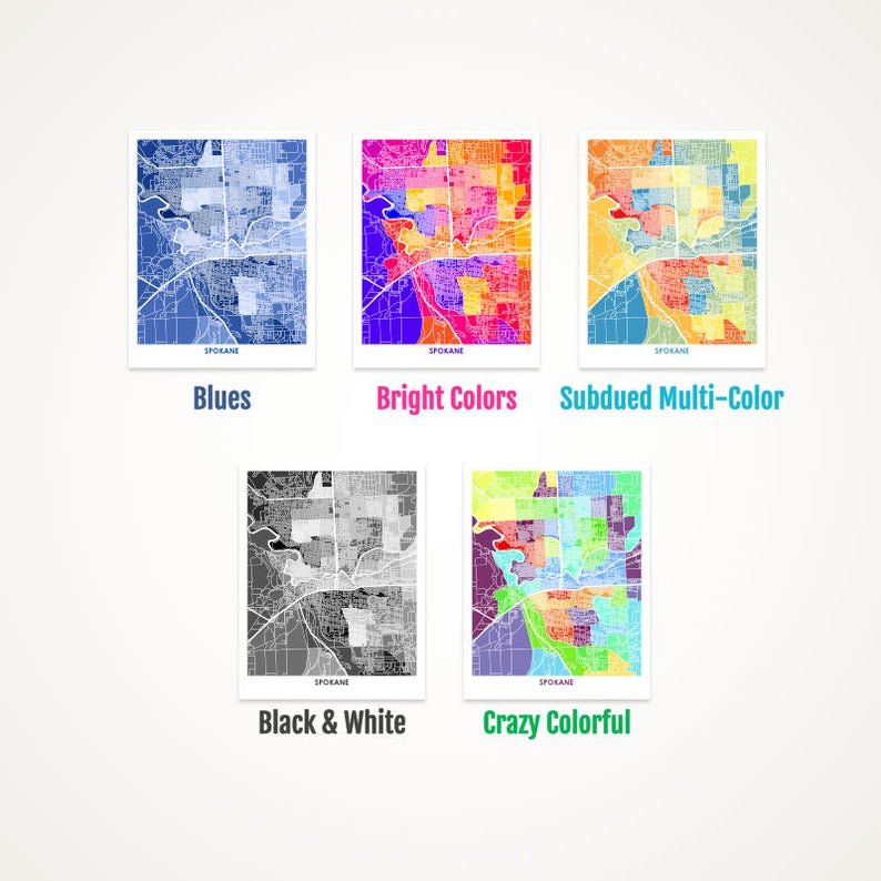 Juanita's Adventures - Wholesale Art Print - Juanitas Spokane Map Print1