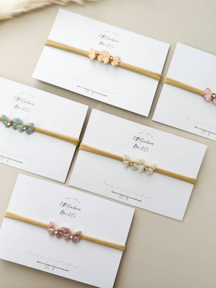 Mini Butterfly Nylon Headbands for wholesale by Little Sunshines Bow & Co