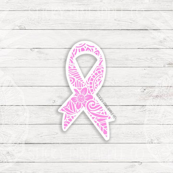 Adhesivo rosa con diseño de conciencia, adhesivo resistente a la intemperie, pegatina de 3 pulgadas, pegatina para portátil, botella de agua y más para venta al por mayor de Sticky Pineapple Co