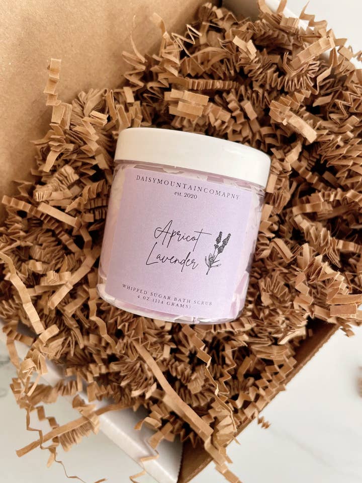 Luxury Whipped Sugar Scrub | Apricot Lavender | Exfoliating Soap | Sugar Scrub | Bath & Body Gift | Gift for her | Spa Day Gift |Gift Filler for wholesale by Daisy Mountain Company