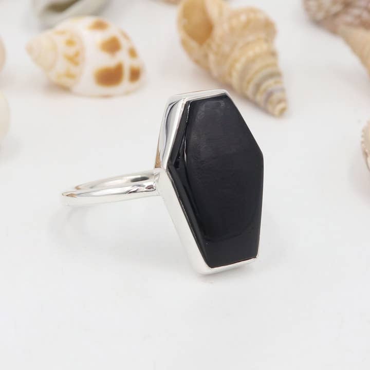 Jay Jools - Wholesale Cocktail/Statement Ring - Black Onyx Coffin Ring – 925 Silver Unisex Gemstone Jewelry2