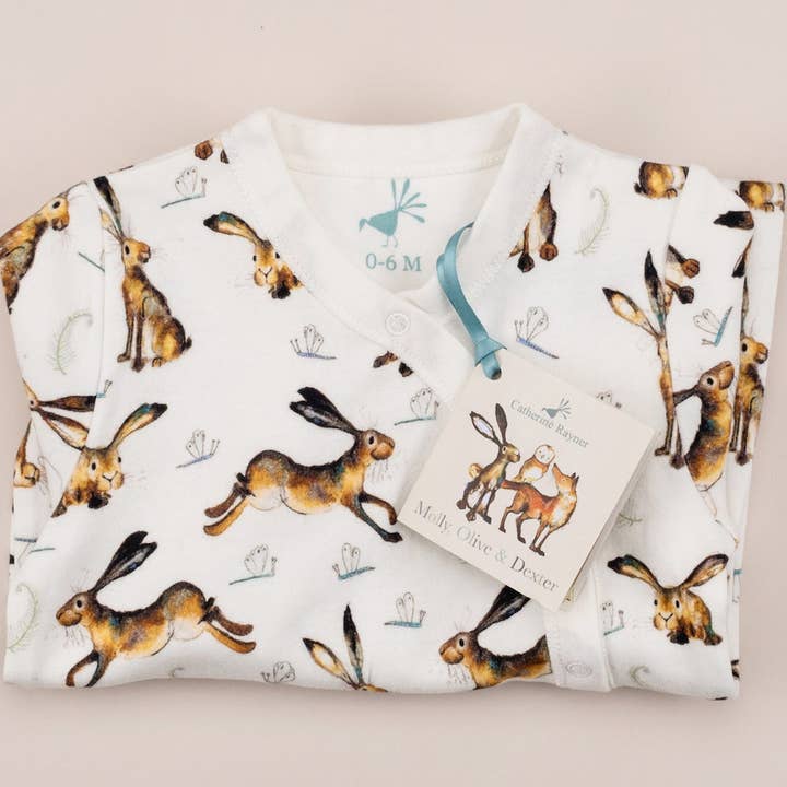Catherine Rayner Trading Ltd – wholesale Jumpsuit – Baby – Molly Hare Print Babygrow1