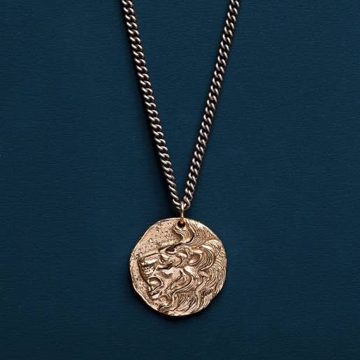 We Are All Smith - Vendita all'ingrosso Collana con ciondolo/pendaglio - Collana da uomo con ciondolo a testa di leone in bronzo e argento