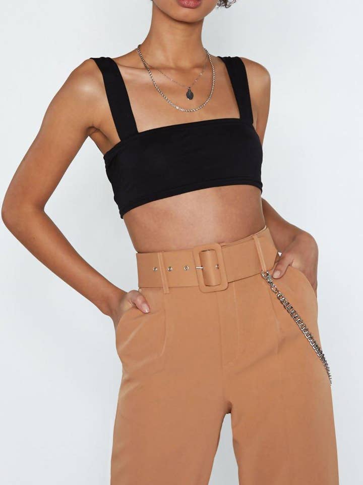 J5FASHION – wholesale Knit top – Women's – THICK STRAP SQUARE NECK CROP TOP