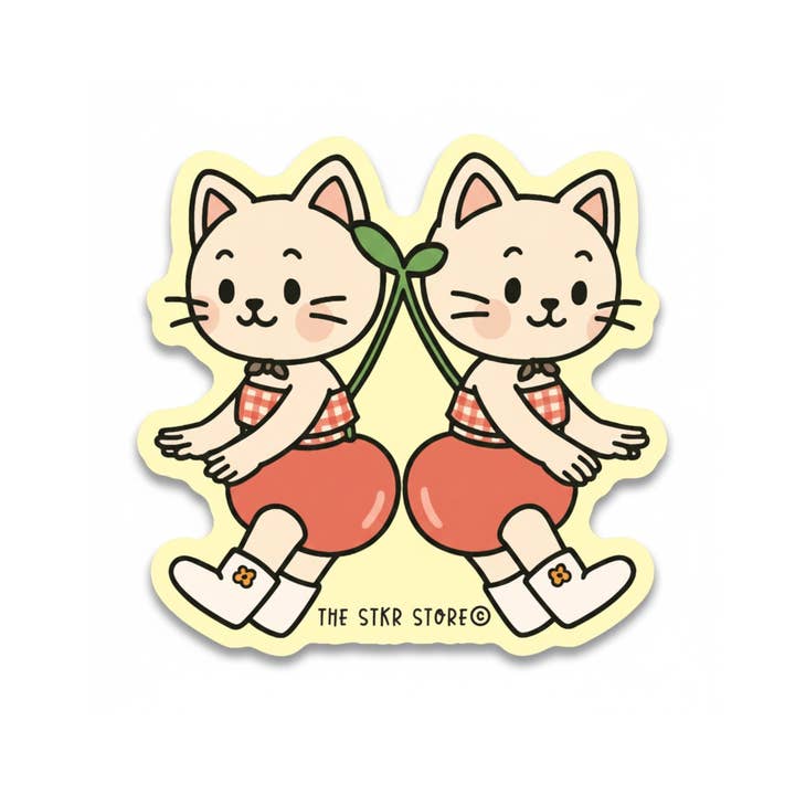 Tweeling KoroKoroPoko Kersen Kat Textuurstickers voor wholesale door the stkr store