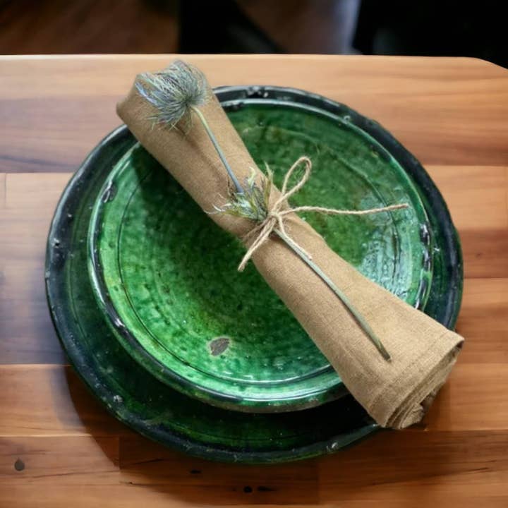 Moroccantastics - Wholesale Dinner Plate - Discover Authentic Tamegroute Green Glazed Pottery: Set of 6 Plates