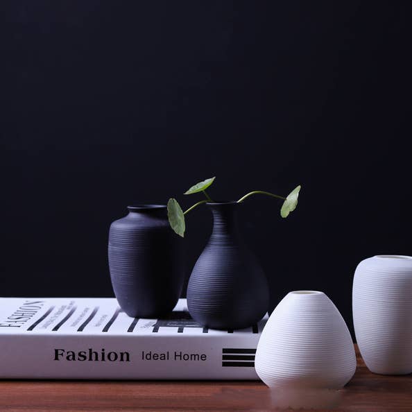 Sweet Home Deco – Vaso por atacado – Vasos Bud Cerâmicos, Vaso Floral Estilo Simples em Branco/Preto 3