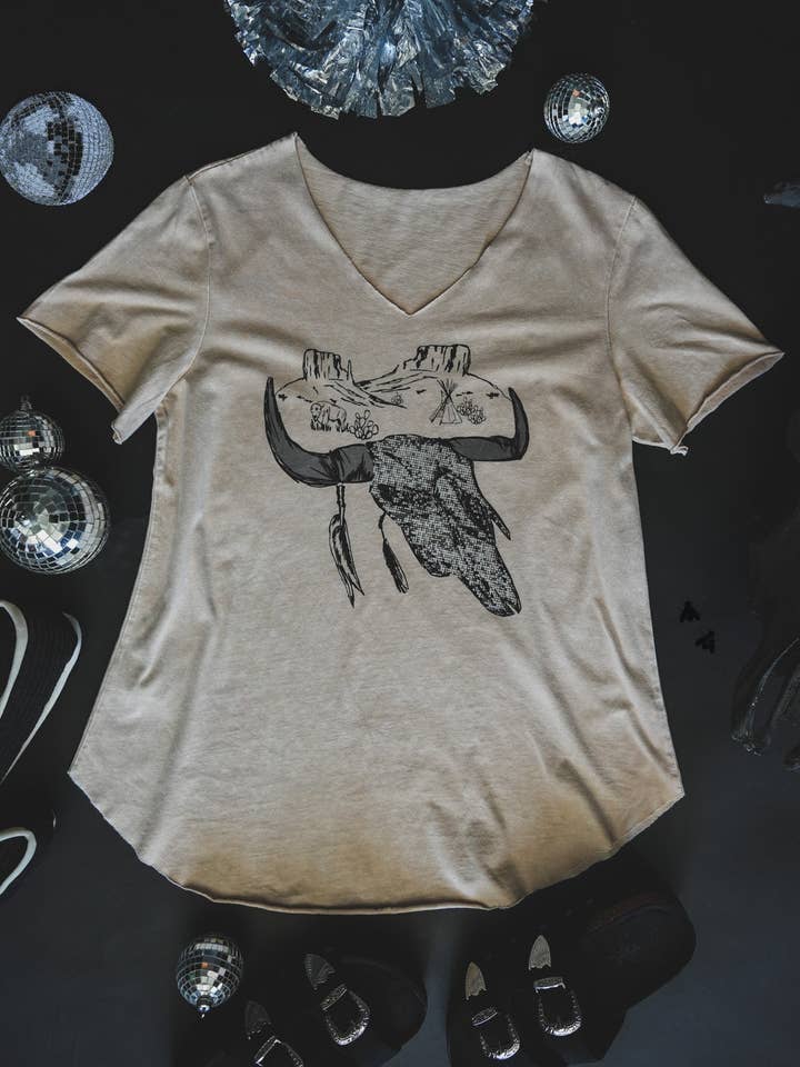2 Fly Co - Wholesale Screen Printed T-Shirt - Women's - SHINY SHINY DISCOSKULL