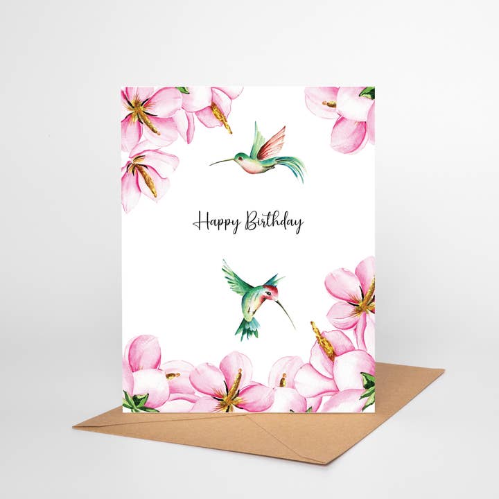 Oakwind Hollow - Wholesale Birthday Card - Hummingbird Birthday Card BD06 Nature Garden Flowers