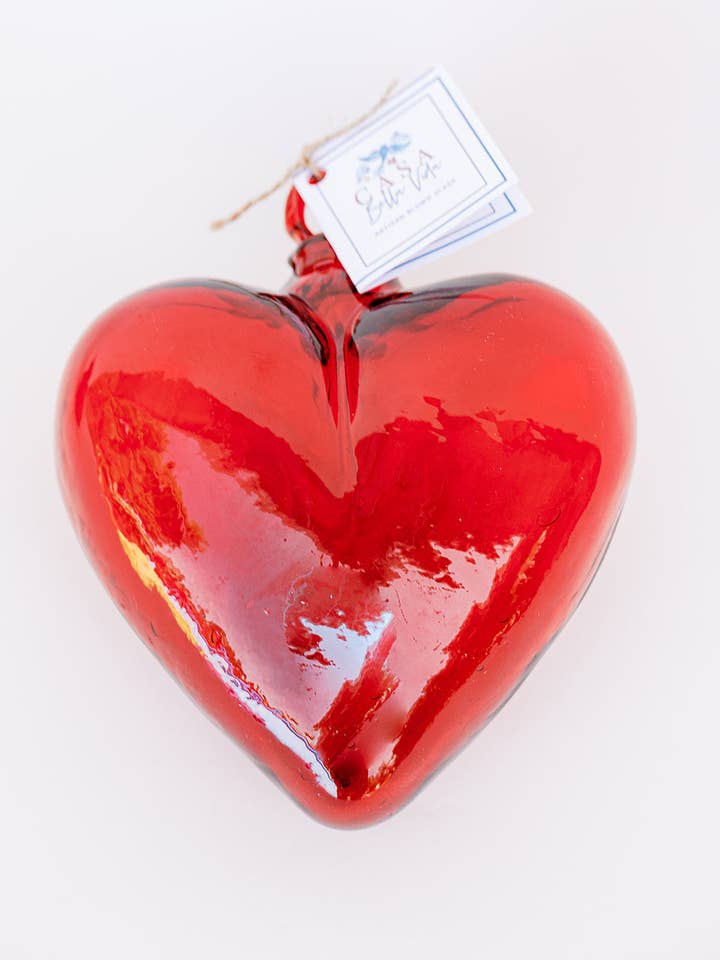 Herz aus geblasenem Glas, Rot, groß für den Großhandel von Casa Bella Vida
