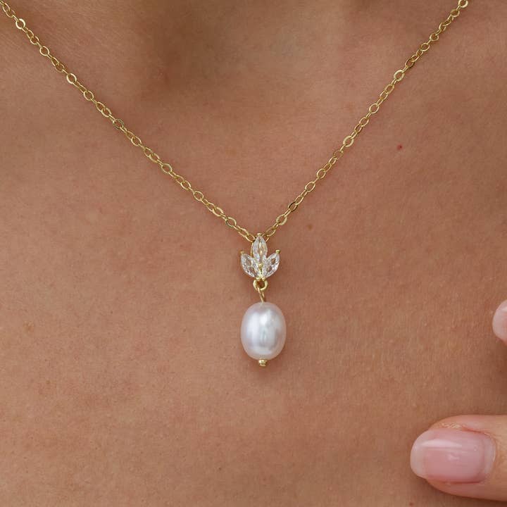 Natuurlijke Parel Diamanten Hanger Ketting & Parel Oorbellen Set voor wholesale door Drrtymagic