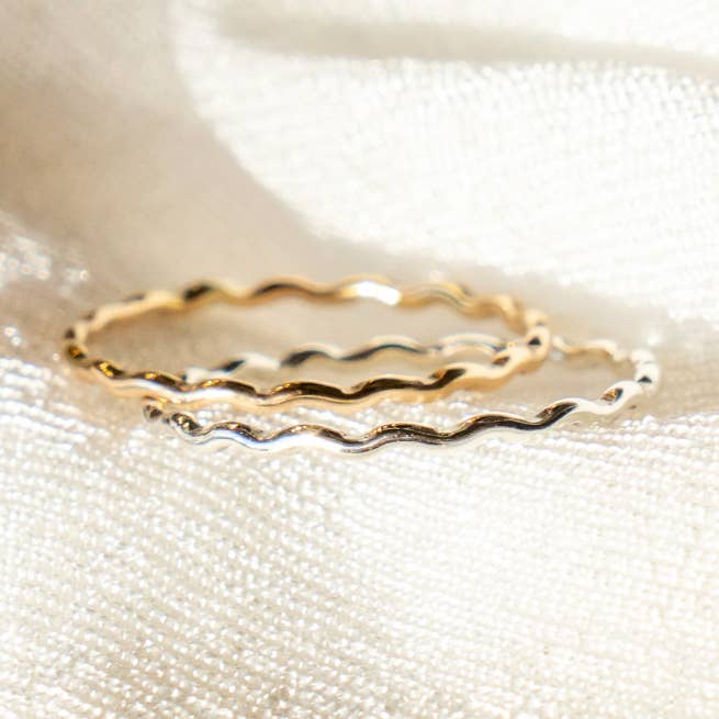 Squiggle Stacking Ring | Sterling Silver or 14k Gold Filled for wholesale by Blossom and Shine