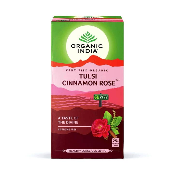 Organic India Tulsi Cinnamon Rose New 25 Tea Bags for wholesale by Organic India