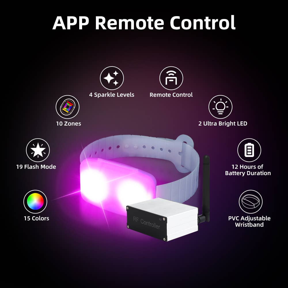 RAREVAY Fairy Lights Solar Lights - Wholesale Party Favor - 200 PCS App Control LED Bracelets with a Transimitter2