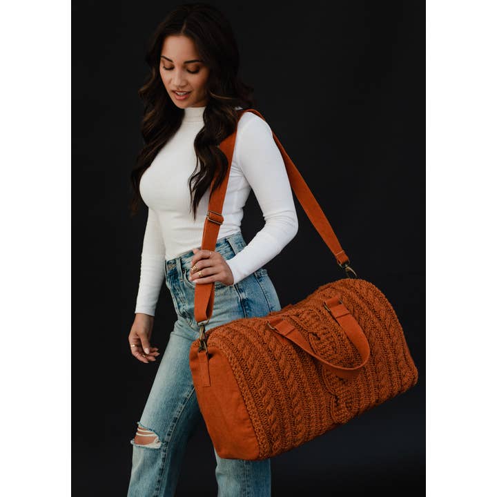 Panache Apparel Co. - Wholesale Purse/Bag Accessory - Women's - Rust Cable Knit Duffel