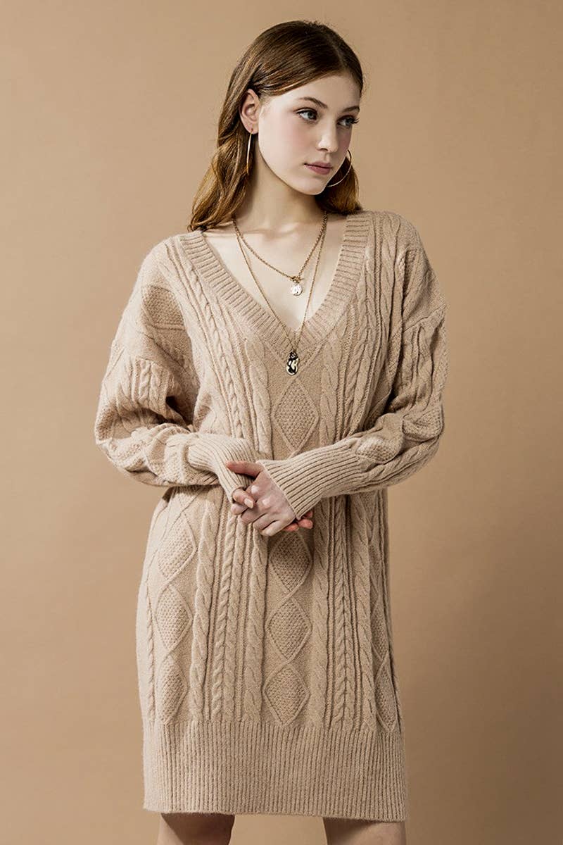 noflik - Wholesale Dress - Women's -  IND1023 Cable Knit Dress-12pcs Pack $4.99/unit (71%OFF)3