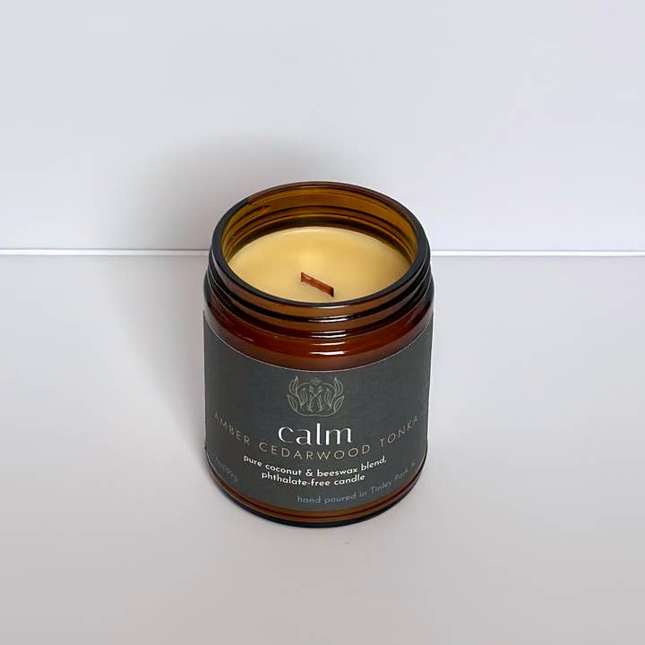 Sprig & Flame - Wholesale Jar/Filled Candle - CALM | Pure Coconut Beeswax Hand-Poured Wood Wick Candle4