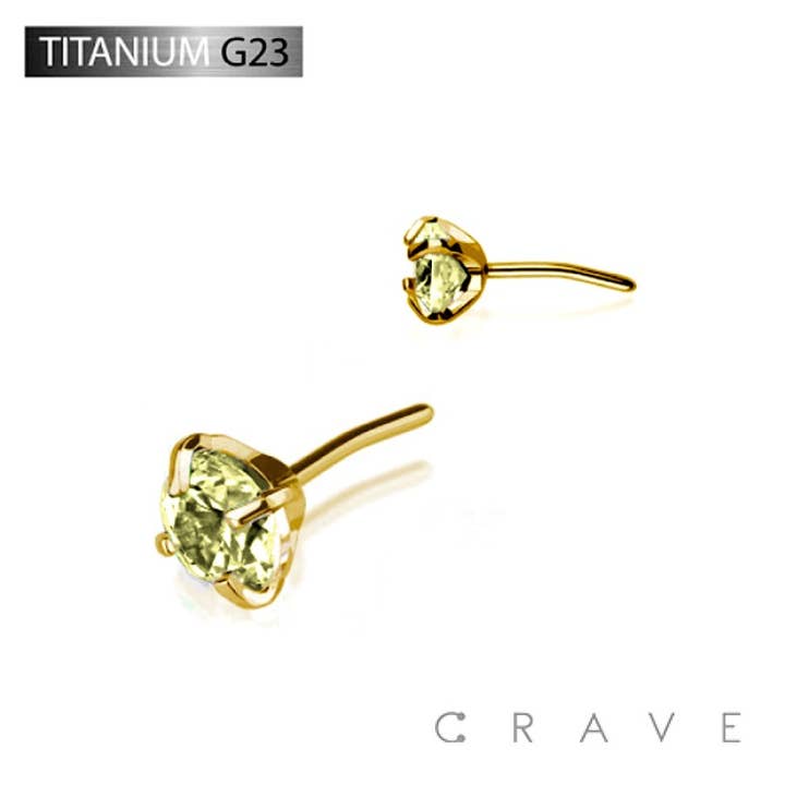 CRAVE BODY JEWELRY - Wholesale Single Earring - GOLD TITANIUM THREADLESS PUSH IN CZ PRONG SET TOP PART7