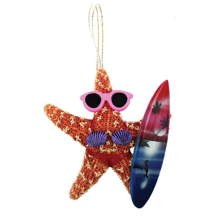 California Seashell Company - Wholesale Ornament - Surfer Girl Sugar Starfish Ornament