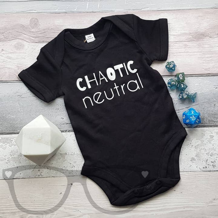 Chaotic Neutral Baby Bodysuit – Perfect for RPG-Loving Parents for wholesale by Mini Geek Boutique
