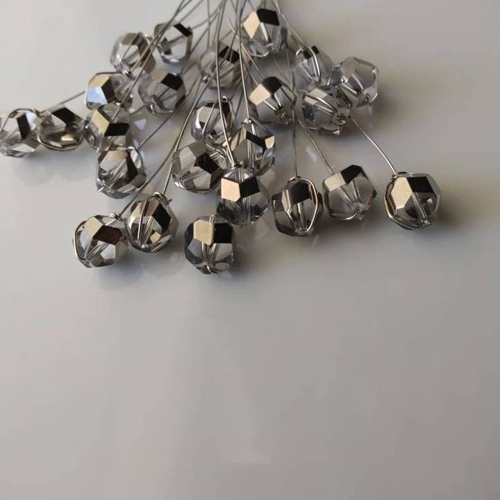 Norahz Boutique - Vendita all'ingrosso Attrezzature per lavoretti e fai da te - Spille decorative con perline in argento trasparente, 7,6 cm