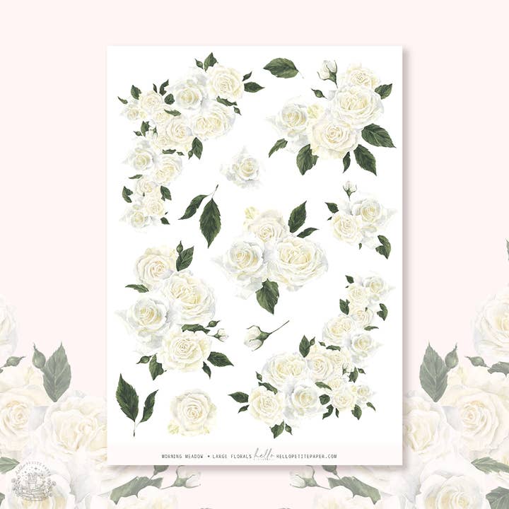 Morgeneng - Store Blomsterdekorationsklistermærker for engroshandel hos Hello Petite Paper