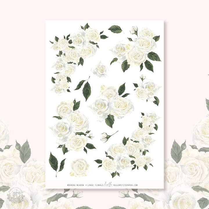 Morgeneng - Store Blomsterdekorationsklistermærker for engroshandel hos Hello Petite Paper