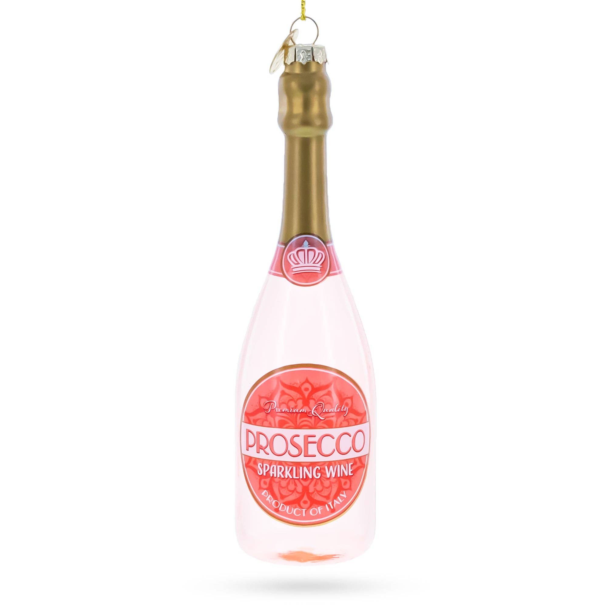 BestPysanky - Wholesale Ornament - Sprankelende Prosecco Fles Glazen Kerstornament0