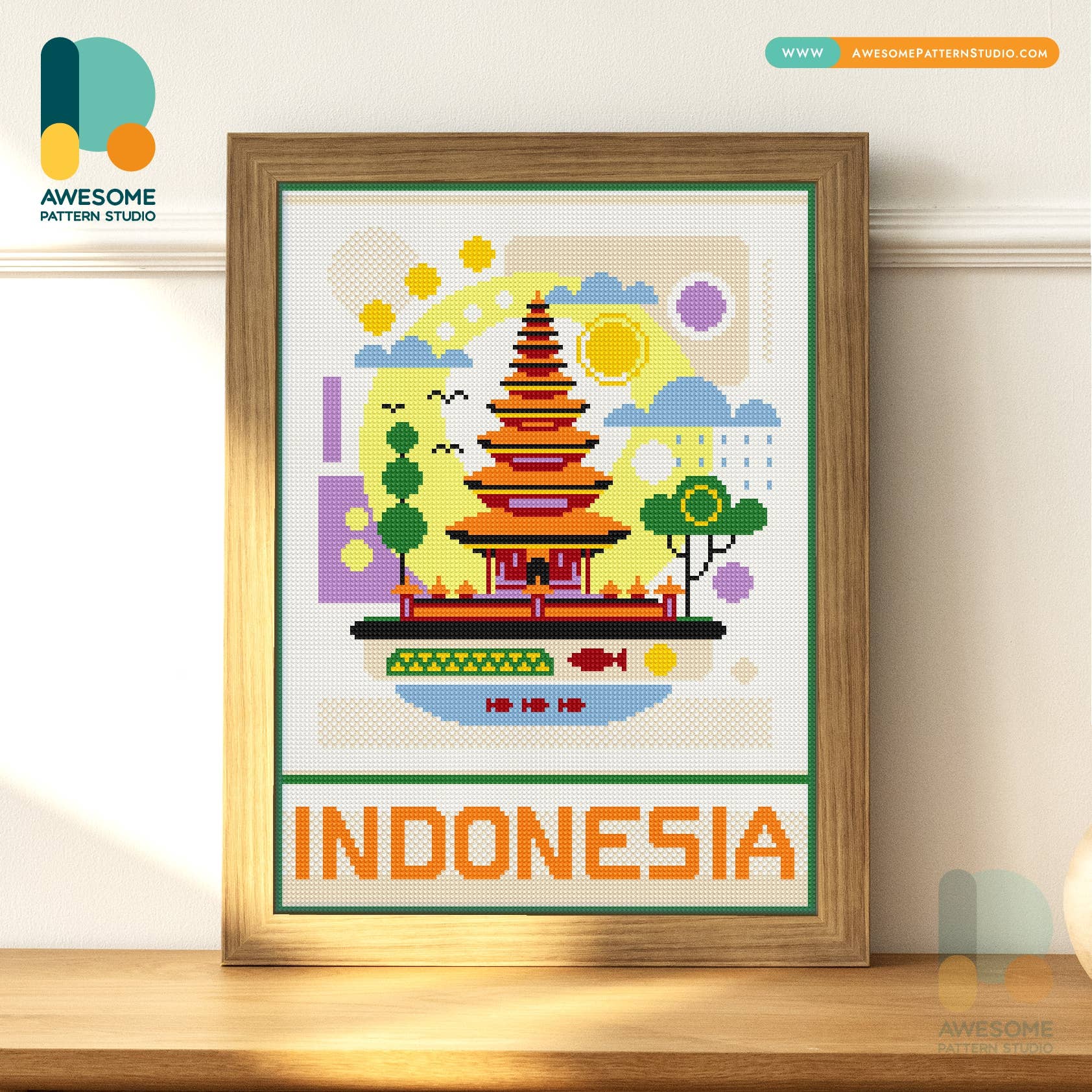 Awesome Pattern Studio – wholesale DIY craft kit – DS2367-120x162 Pura Ulun Danu, Diamond Painting Kit0