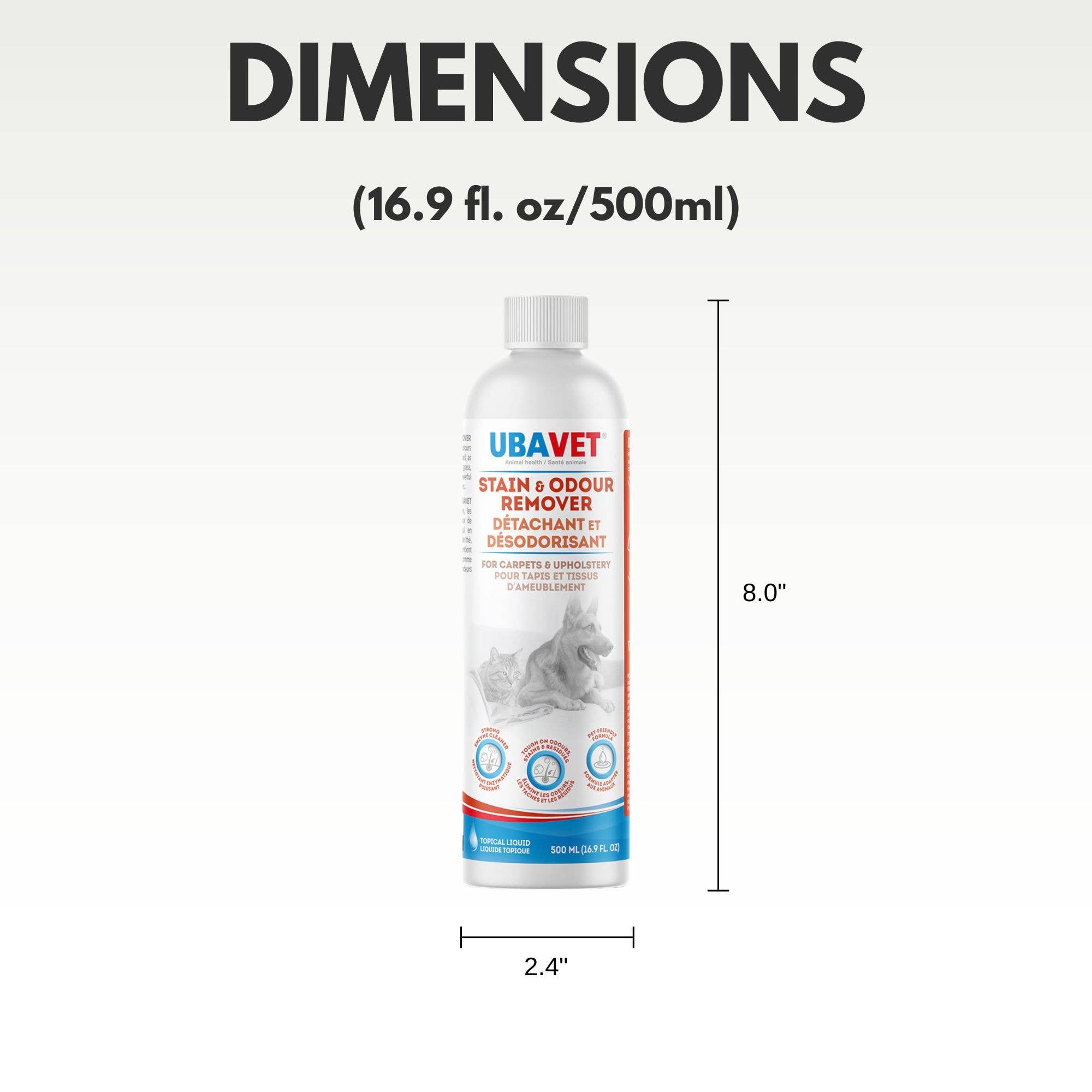 Jojo Modern Pets – wholesale Pet cleaning supplies – UBAVET Stain & Odor Remover for Dogs & Cats (16.9 fl oz)3