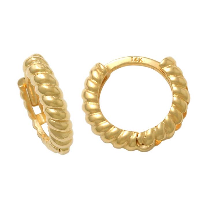 14-karätiges Massivgold | 10 mm Huggie-Ohrringe | Goldene Reifen | Hoops | Minimalistische Ohrringe I Goldohrringe für den Großhandel von Zahav Jewelry