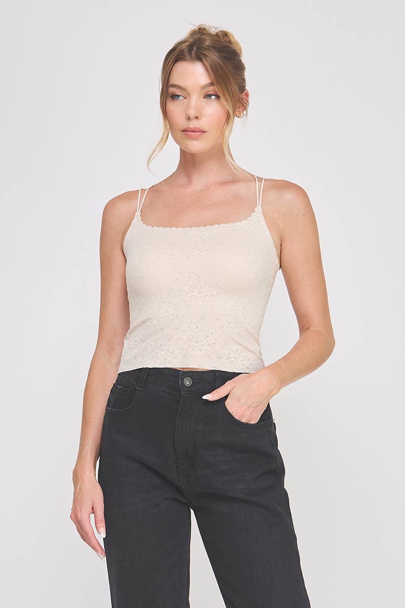 Allie Rose - Wholesale Camisole - Women's - Floral lace knit bralette Cami 4