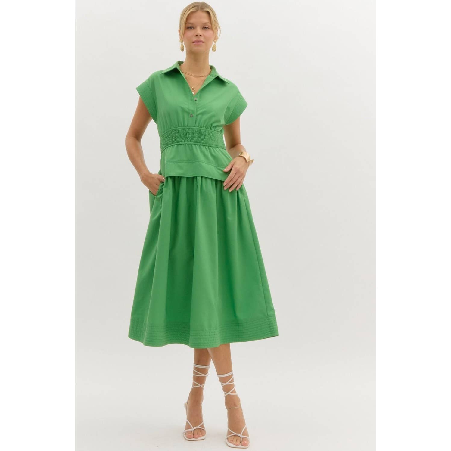 STYLE USA - Wholesale Dress - Women's - Solid cap sleeve midi dress10