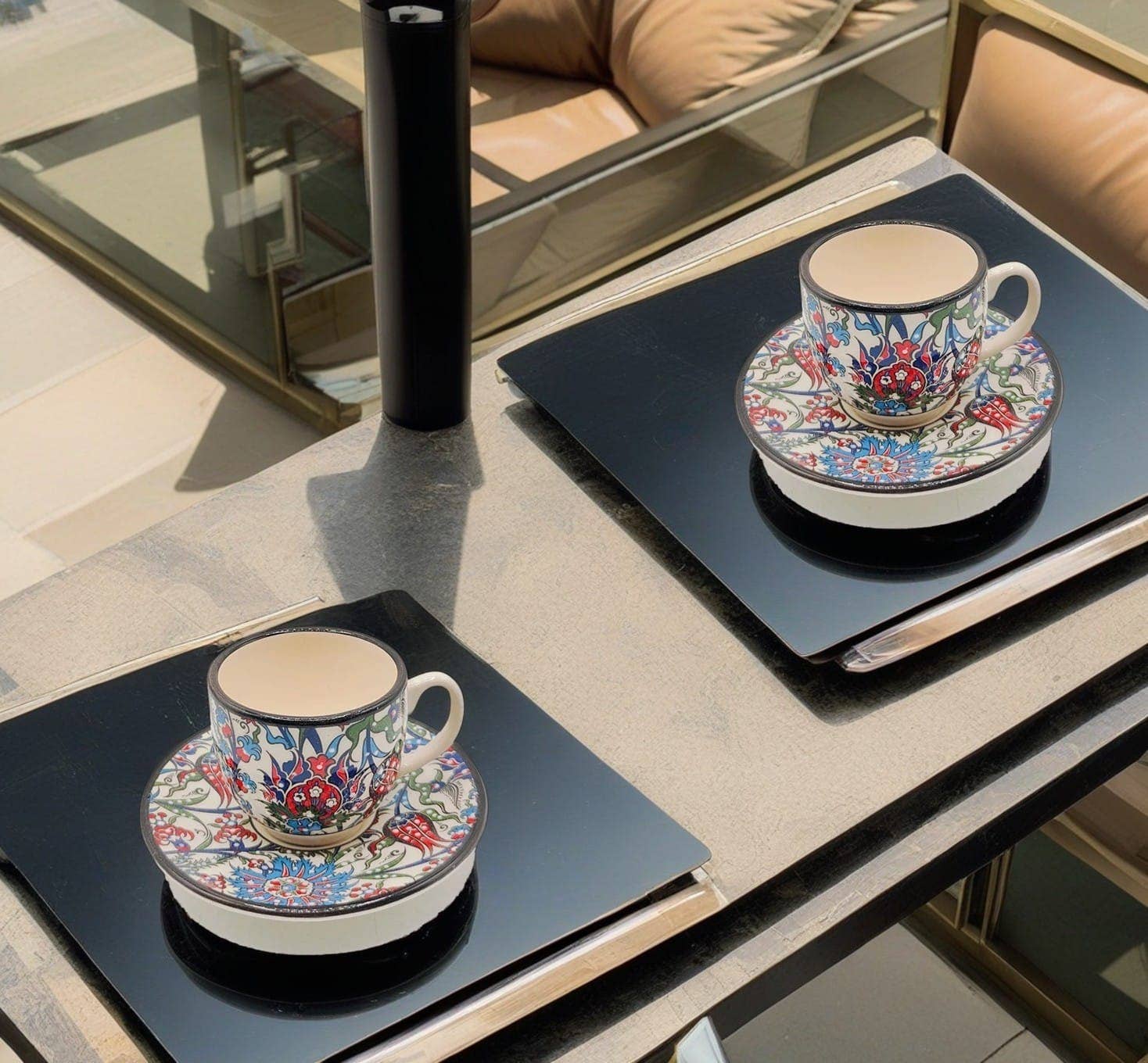 Etnico del Mondo - Vente Tasse à café/thé - Ensemble de 6 Tasses à Café/Cappuccino en Céramique Turque Décorée #75