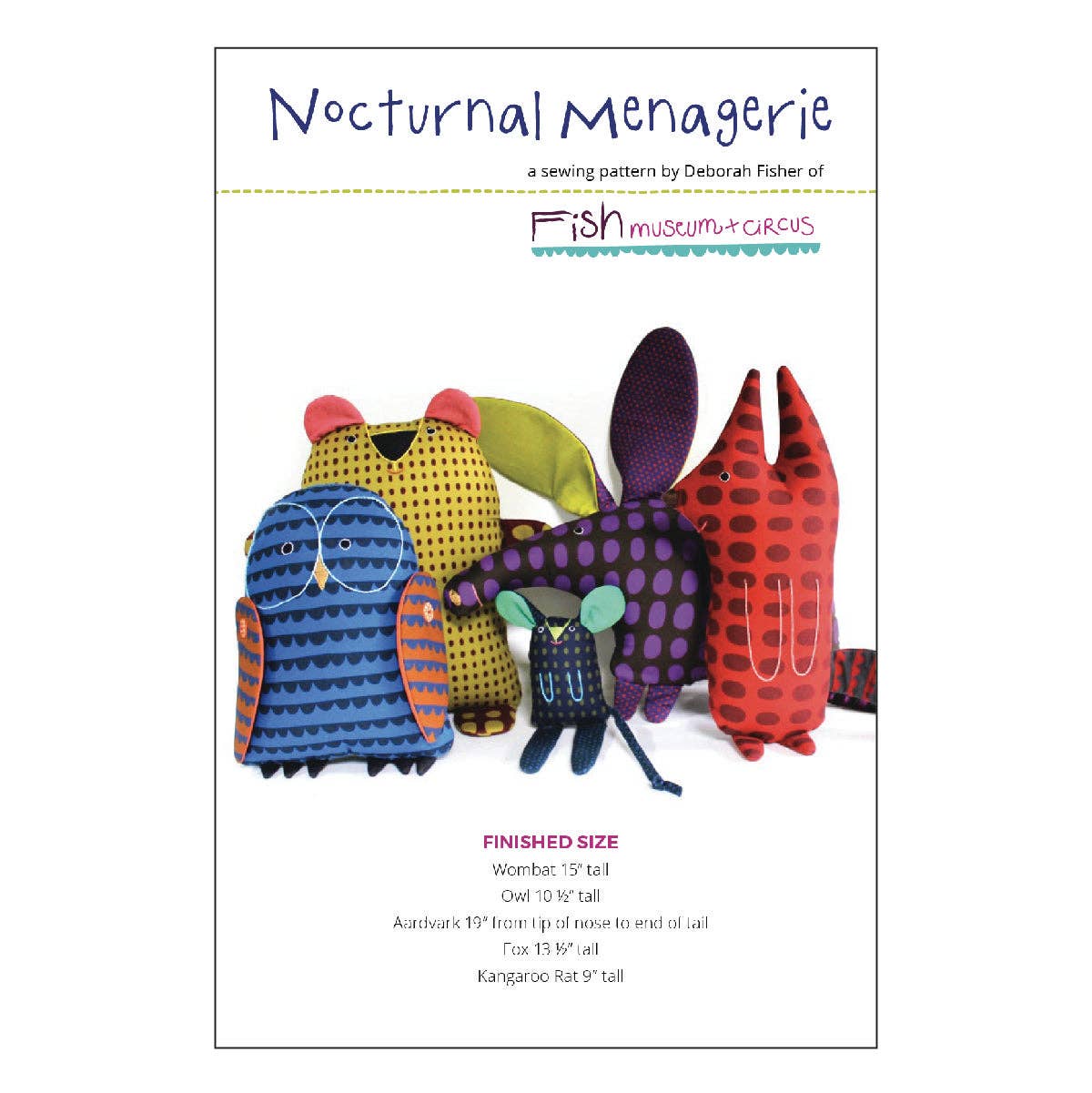 Fish Museum and Circus - Wholesale Craft Sewing Kit - Wholesale-Nocturnal Menagerie Pattern (Pack of 3)0