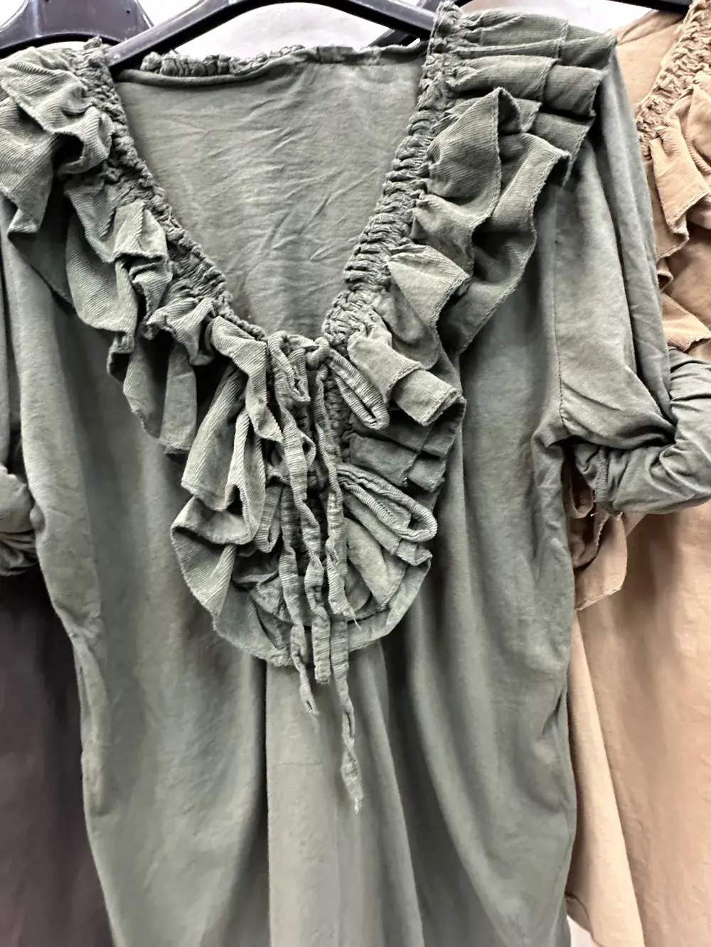 Mimi & Gogo - Wholesale Blouse - Women's - Cotton Velvet Ruffled Top @10296_HVFroufrou15