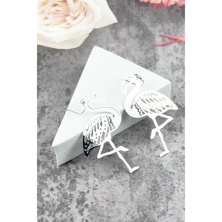 JHP Collection - Wholesale Dangle Earrings - FLAMINGO METAL FILIGREE DROP HOOK EARRING4
