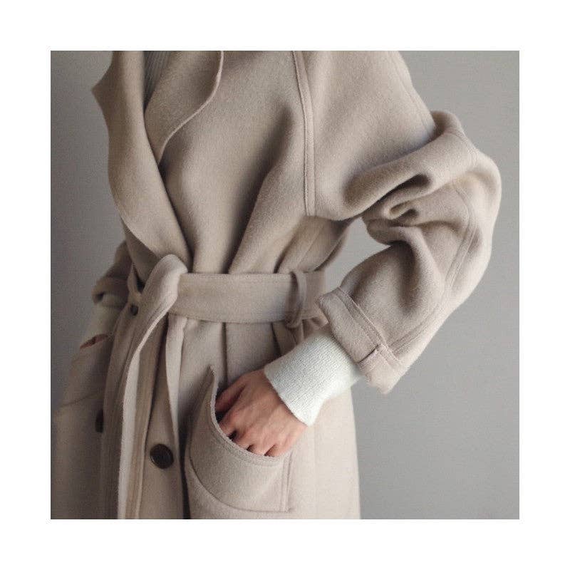 UZ Wholesale Store - Wholesale Coat – Women’s - Solid Color Reversible Cashmere-like Medium-Length  Coat2